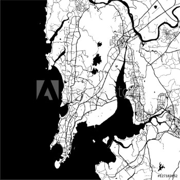 Bild på Mumbai India Monochrome Map Artprint